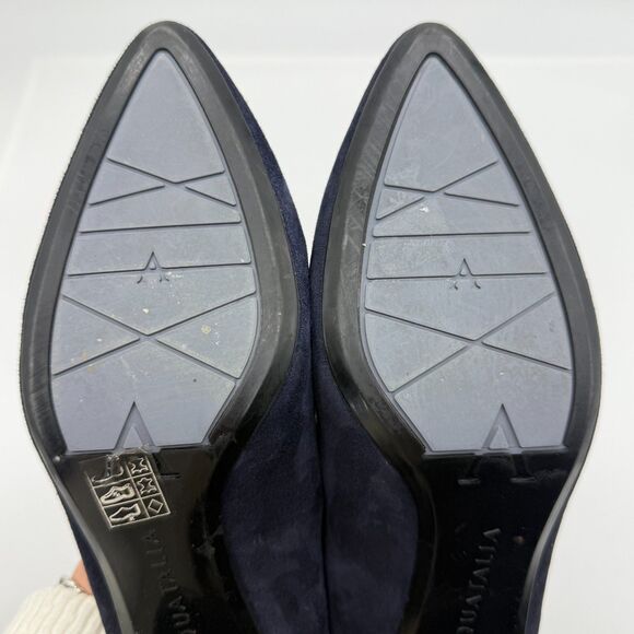 Aquatalia Suede Stacked Heel Pasha Pump - Navy 9M - Picture 8 of 12